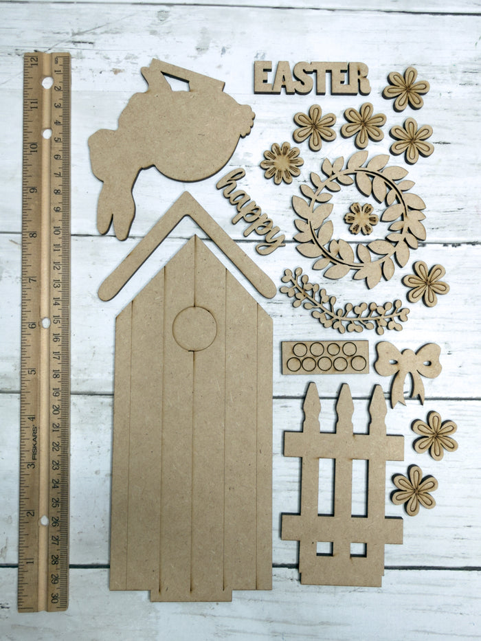 Happy Easter House Trio Insert for Interchangeable Window Base DIY Kit