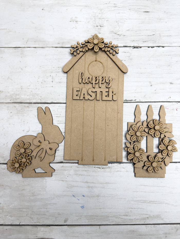 Happy Easter House Trio Insert for Interchangeable Window Base DIY Kit