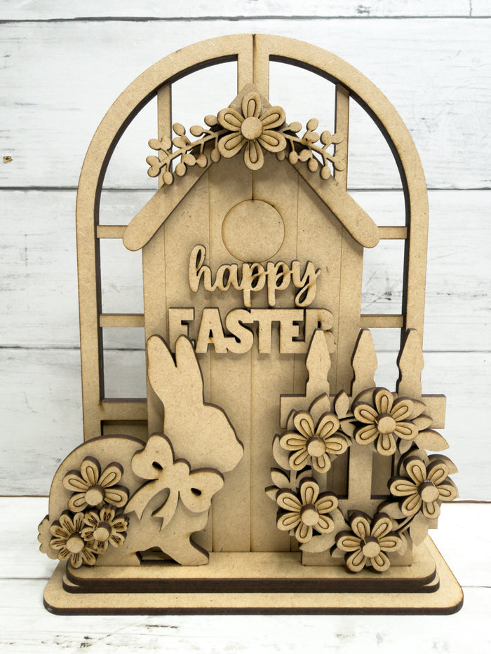 Happy Easter House Trio Insert for Interchangeable Window Base DIY Kit