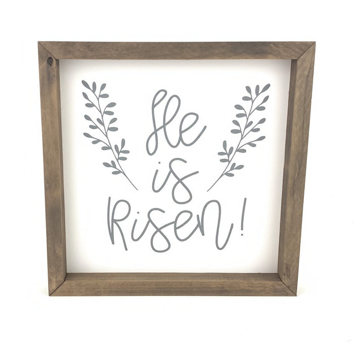 He Is Risen Sprigs Framed Saying
