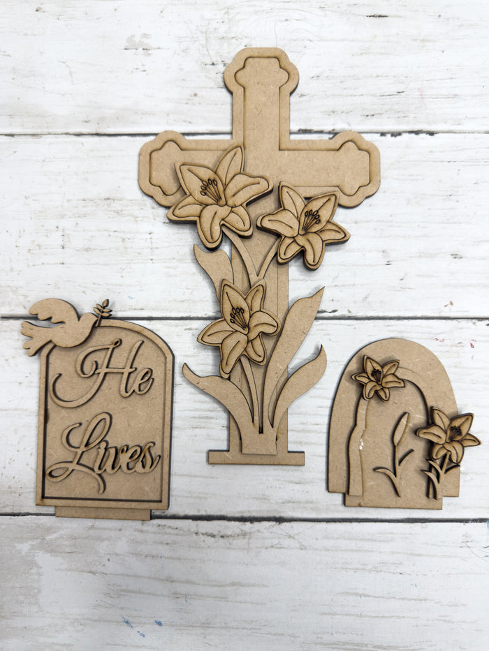 He Lives Easter Trio Insert for Interchangeable Window Base DIY Kit