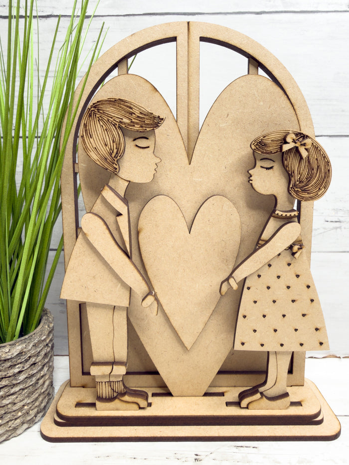 Heart Couple Valentine's Day Trio Insert for Interchangeable Window Base DIY Kit