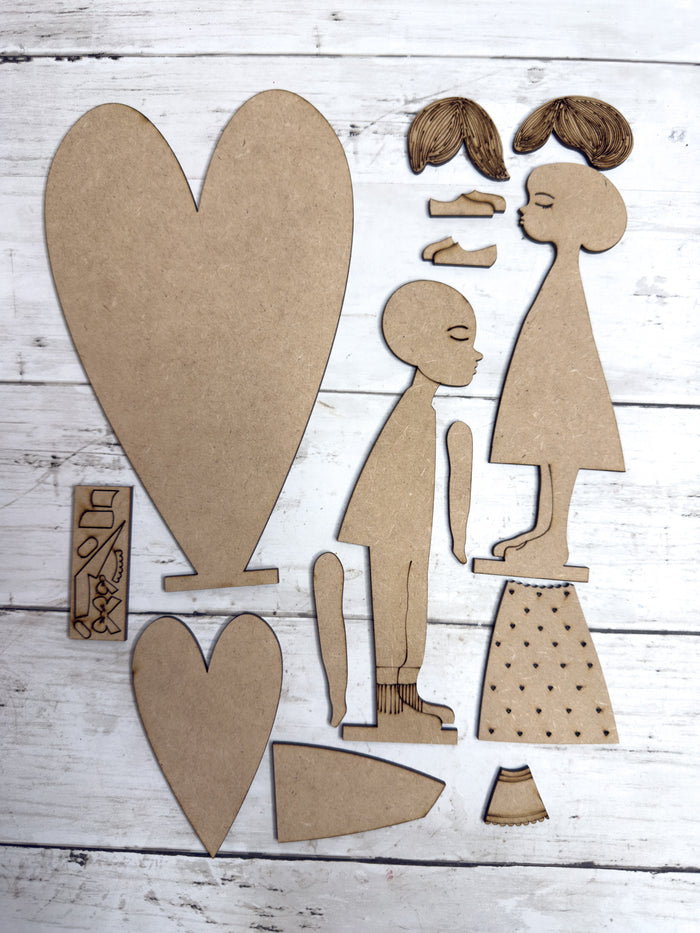 Heart Couple Valentine's Day Trio Insert for Interchangeable Window Base DIY Kit