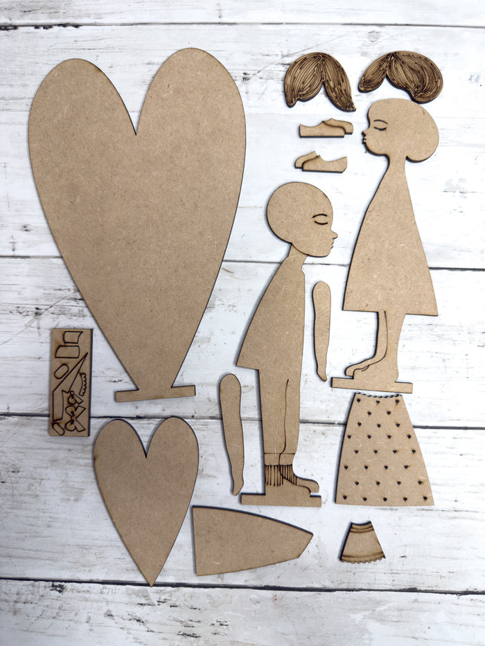 Heart Couple Valentine's Day Trio Insert for Interchangeable Window Base DIY Kit