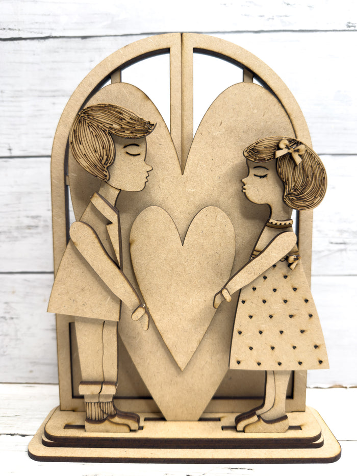 Heart Couple Valentine's Day Trio Insert for Interchangeable Window Base DIY Kit