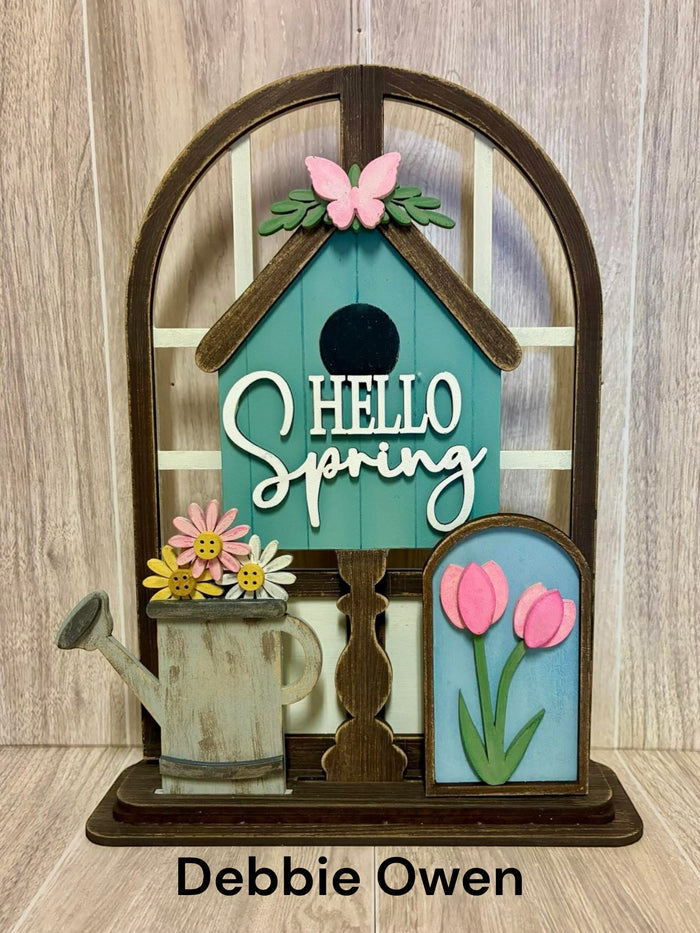 Hello Spring Bird House Trio Insert for Interchangeable Window Base DIY Kit