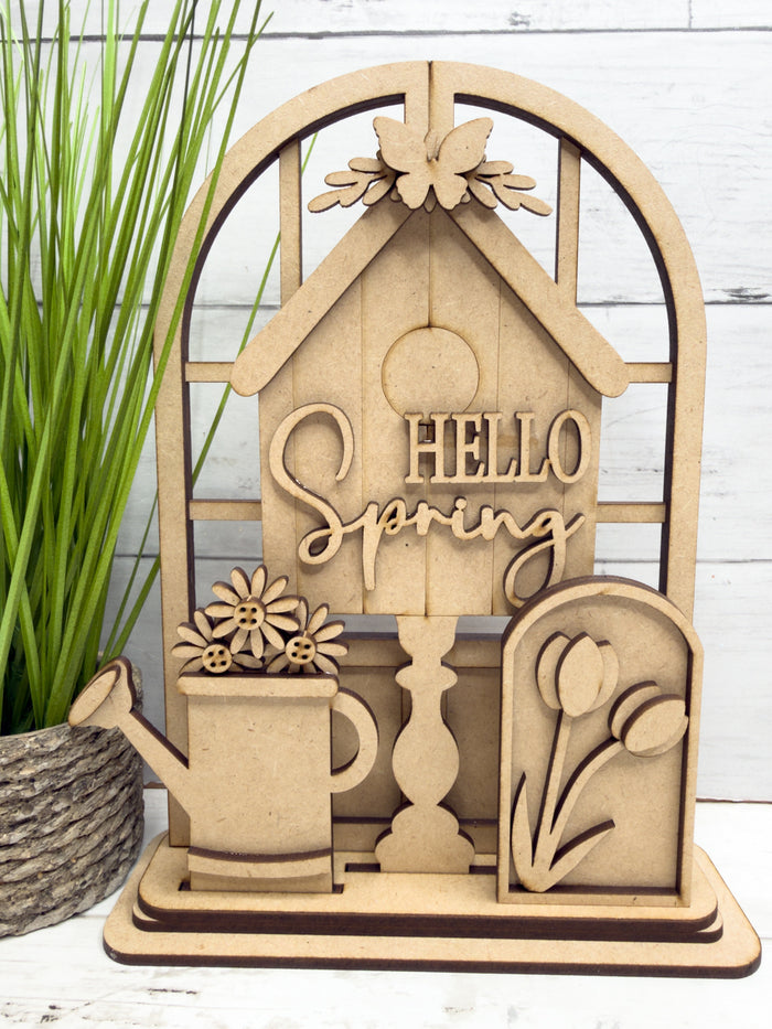 Hello Spring Bird House Trio Insert for Interchangeable Window Base DIY Kit