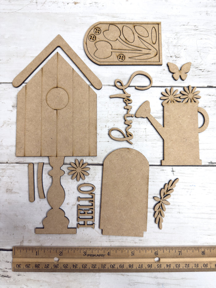 Hello Spring Bird House Trio Insert for Interchangeable Window Base DIY Kit