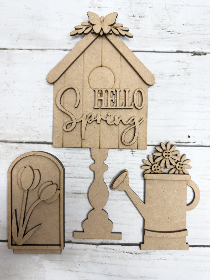 Hello Spring Bird House Trio Insert for Interchangeable Window Base DIY Kit