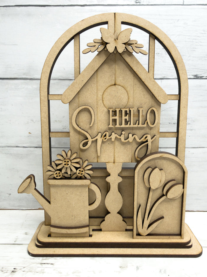 Hello Spring Bird House Trio Insert for Interchangeable Window Base DIY Kit