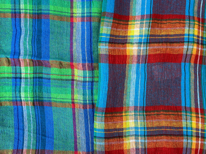 High-Twist Plaid | Airy Linen Blend Fabric 7997 7998