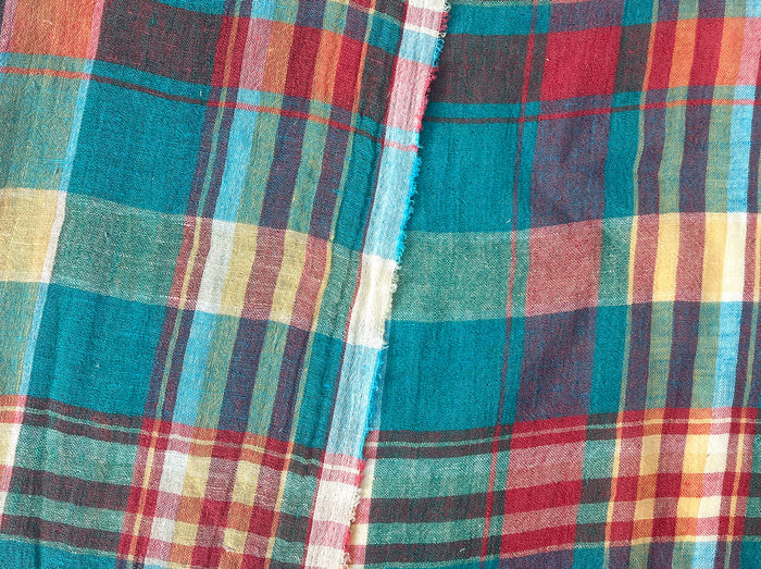 High-Twist Yarn-Dyed Plaid Linen Polyester Fabric – Soft with Crisp, Subtle Wrinkle 7979