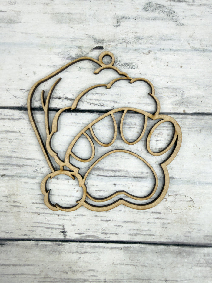 Hollow Paw Print Santa Hat Ornament DIY