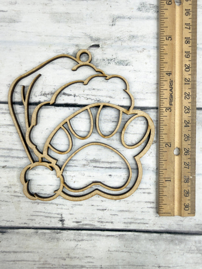Hollow Paw Print Santa Hat Ornament DIY