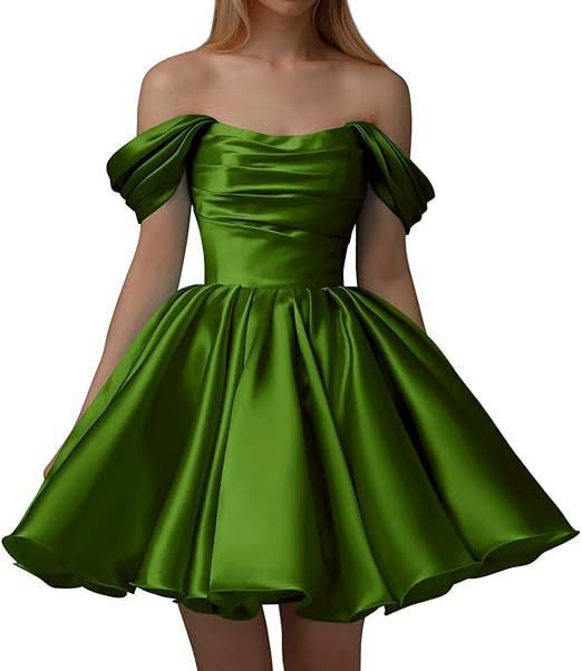 Home Coming Dress Off Shoulder Satin Cocktail Dress – Elegant Party & Prom Dress