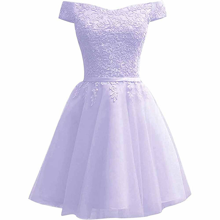 Homecoming Dresses for Teens Lace Short Prom Dress Off The Shoulder Prom Dress