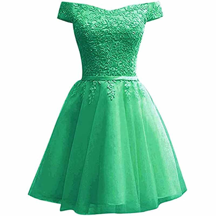 Homecoming Dresses for Teens Lace Short Prom Dress Off The Shoulder Prom Dress