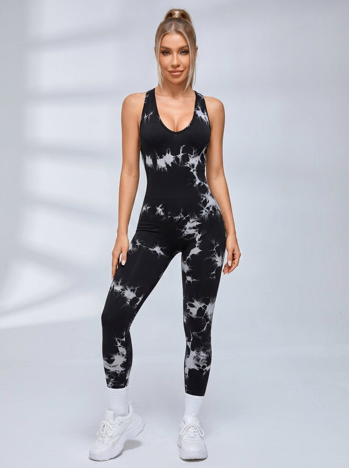 Hot Tie-dye Backless Halter Scrunch Bum Jumpsuit