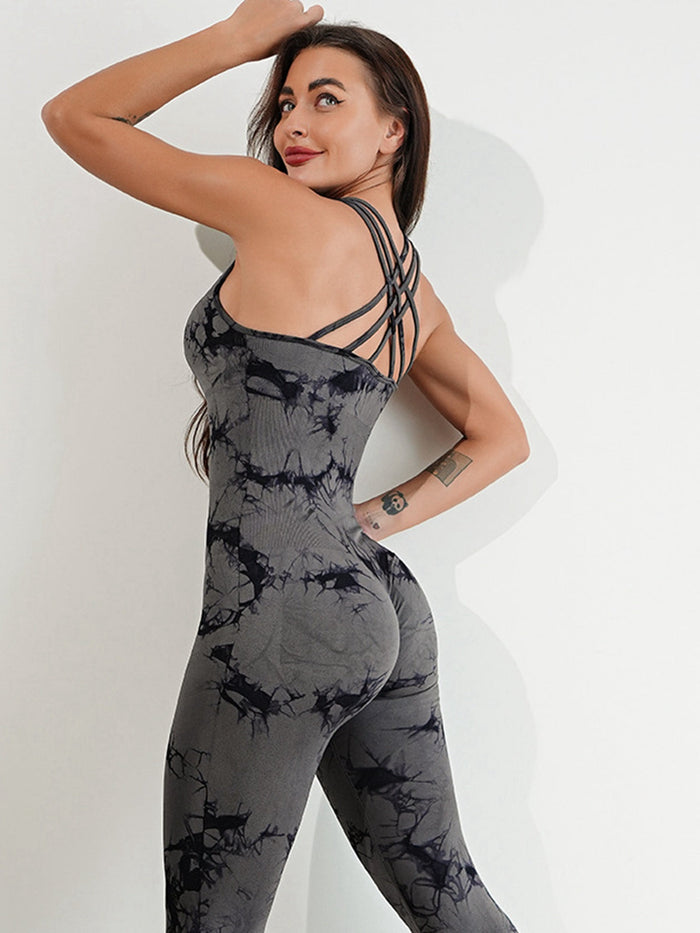 Hot Tie-dye Cross Back Jumpsuit