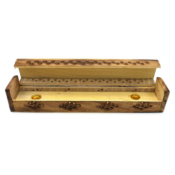 Incense Burner Box, Wooden - Elephants
