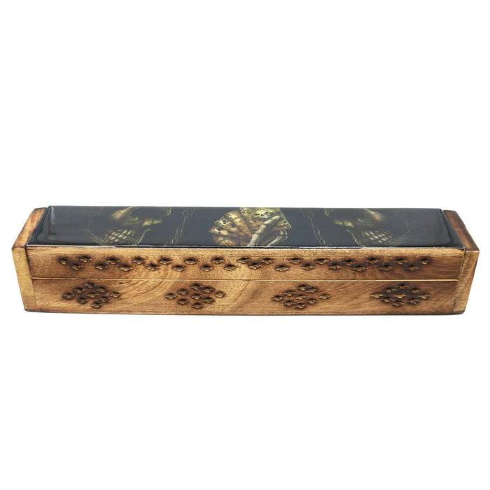 Incense Burner Box, Wooden - Skull of Luck