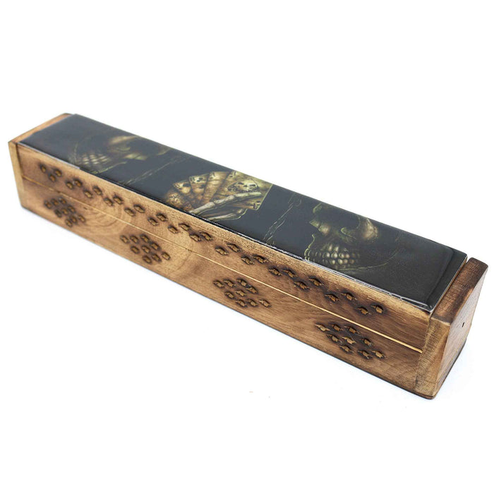 Incense Burner Box, Wooden - Skull of Luck
