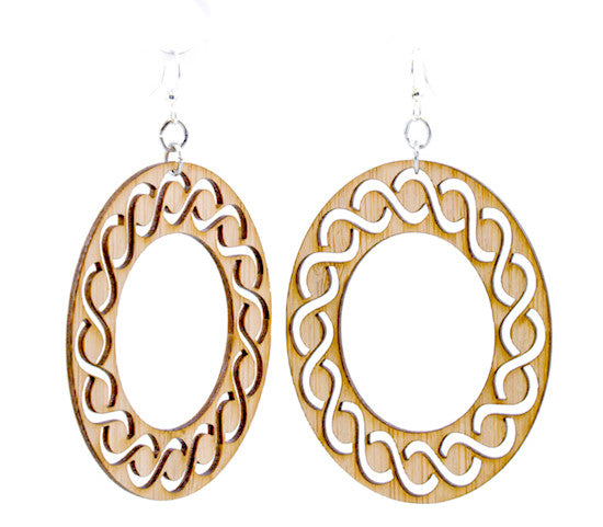 Bamboo intertwined oval earrings, laser-cut and made in USA