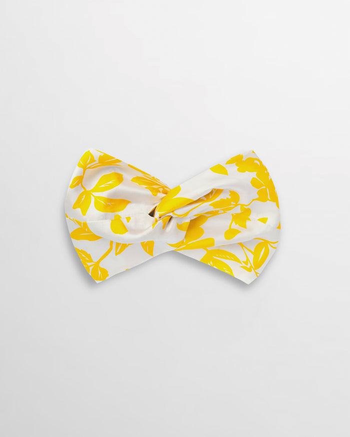 Isa Floral Print Silk Twist Headband - Sunny