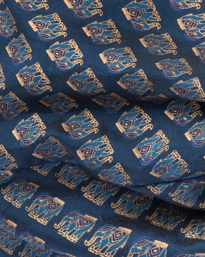 Isa Print Silk Twist Headband - Navy Elephant