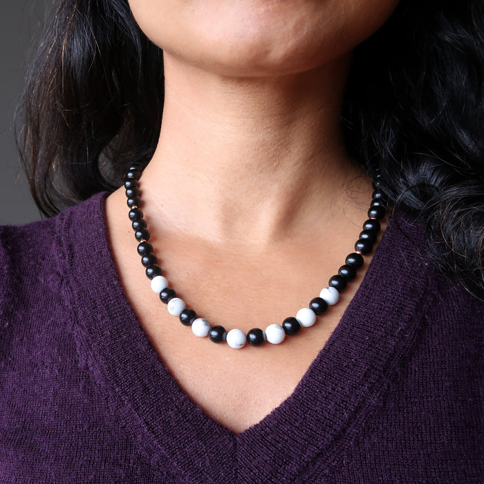 sheila wearing Howlite Jet Necklace