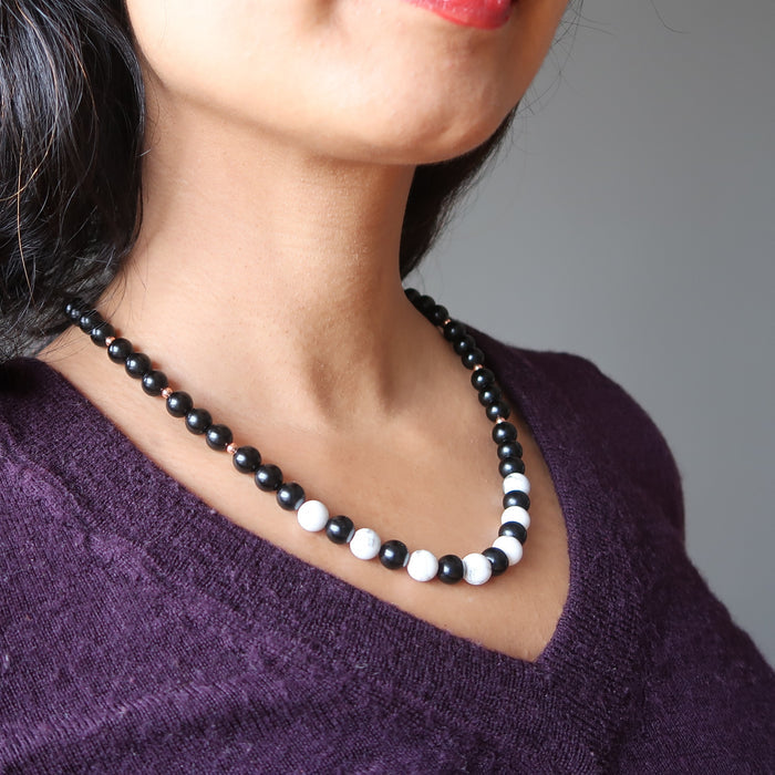 sheila wearing Howlite Jet Necklace