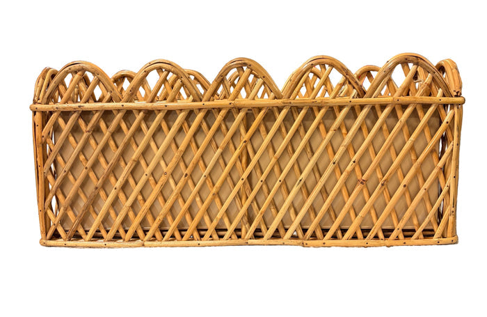 Jumbo Natural Rectangular Rattan Scalloped Planter by The Enchanted Home