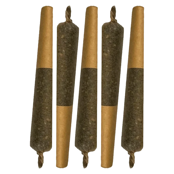 Front view of the Key Lime Slice Cured Resin Infused Pre Rolled 5 x 0.5 g, showing five units arranged in a vertical line on a white background.