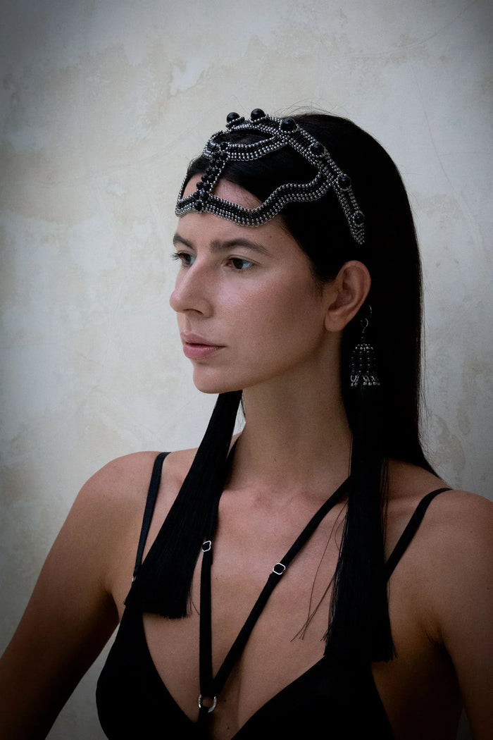 Khutulun Luxury Beaded Statement Headband w/ Removable Tassels- 4 Colors