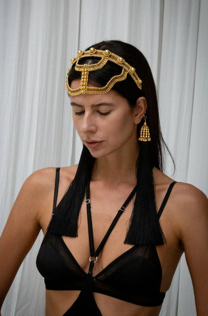 Khutulun Luxury Beaded Statement Headband w/ Removable Tassels- 4 Colors