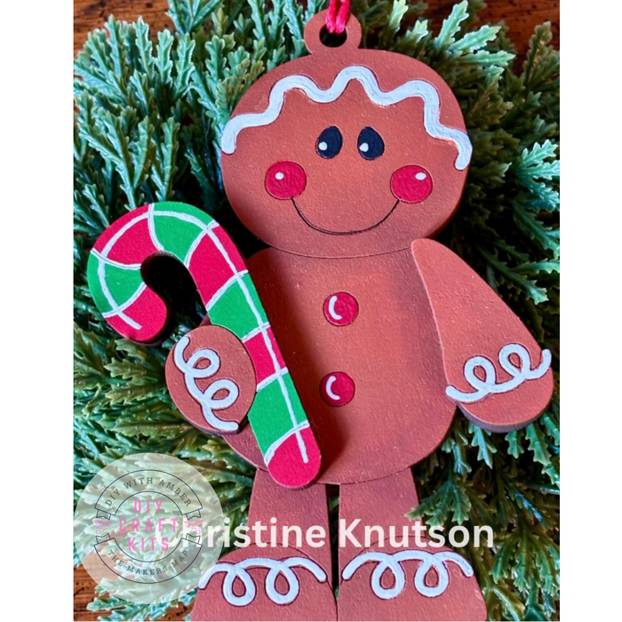 Kids Gingerbread Boy and Candy Cane Ornament DIY Kit