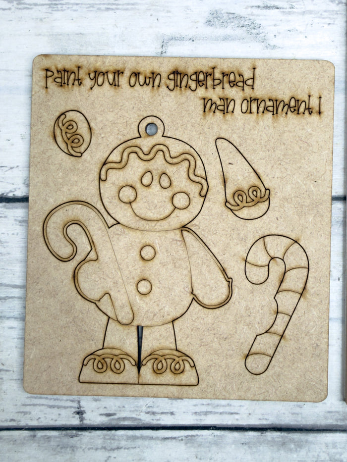 Kids Gingerbread Boy and Candy Cane Ornament DIY Kit