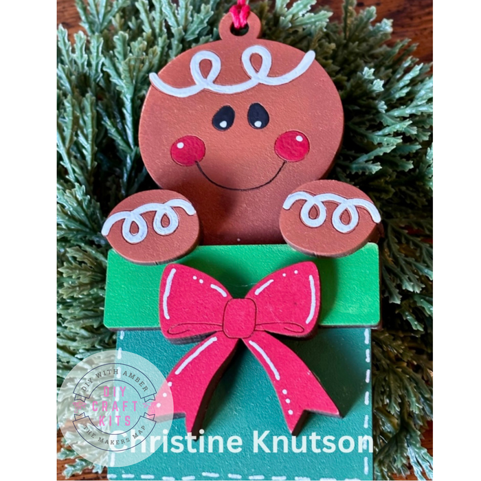 Kids Gingerbread Girl and Present Ornament DIY Kit