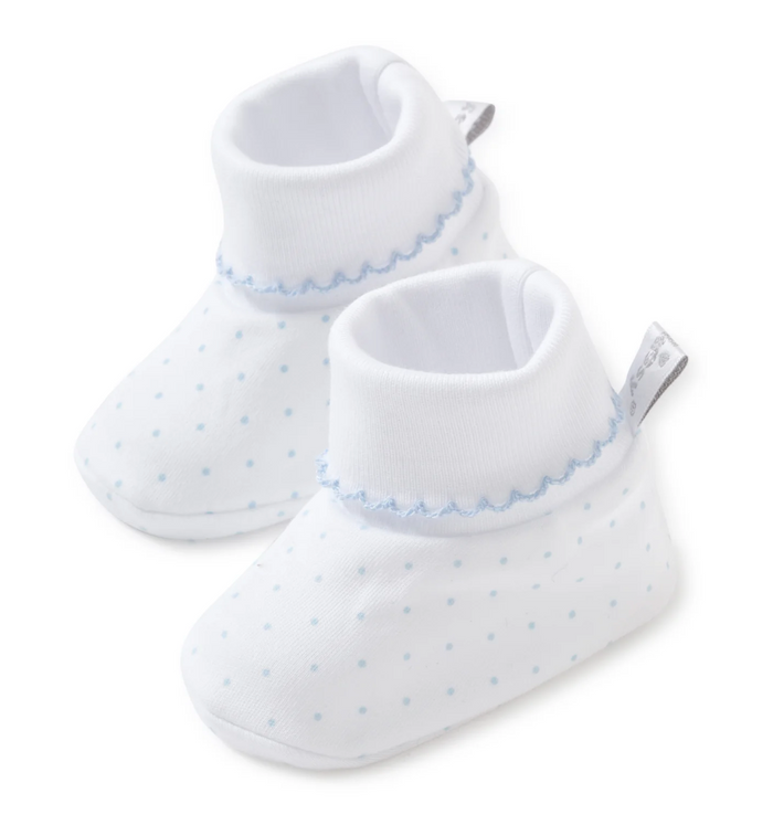 Kissy Kissy - Booties - White w/ Blue Dots