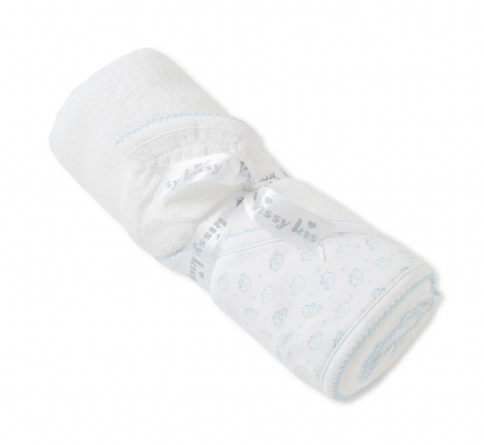 Kissy Kissy - Towel + Mitten Set - Ele-Fun (Blue)