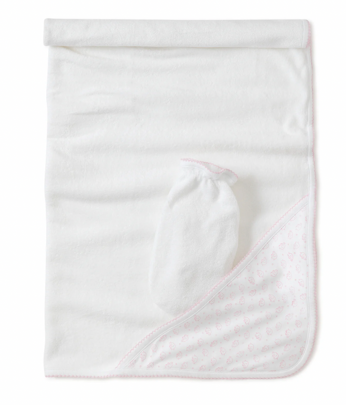 Kissy Kissy - Towel + Mitten Set - Ele-Fun (Pink)