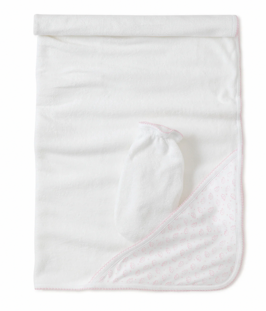 Kissy Kissy - Towel + Mitten Set - Ele-Fun (Pink)