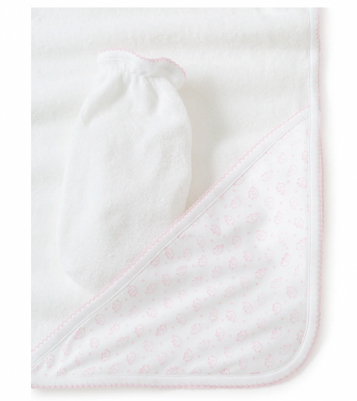 Kissy Kissy - Towel + Mitten Set - Ele-Fun (Pink)