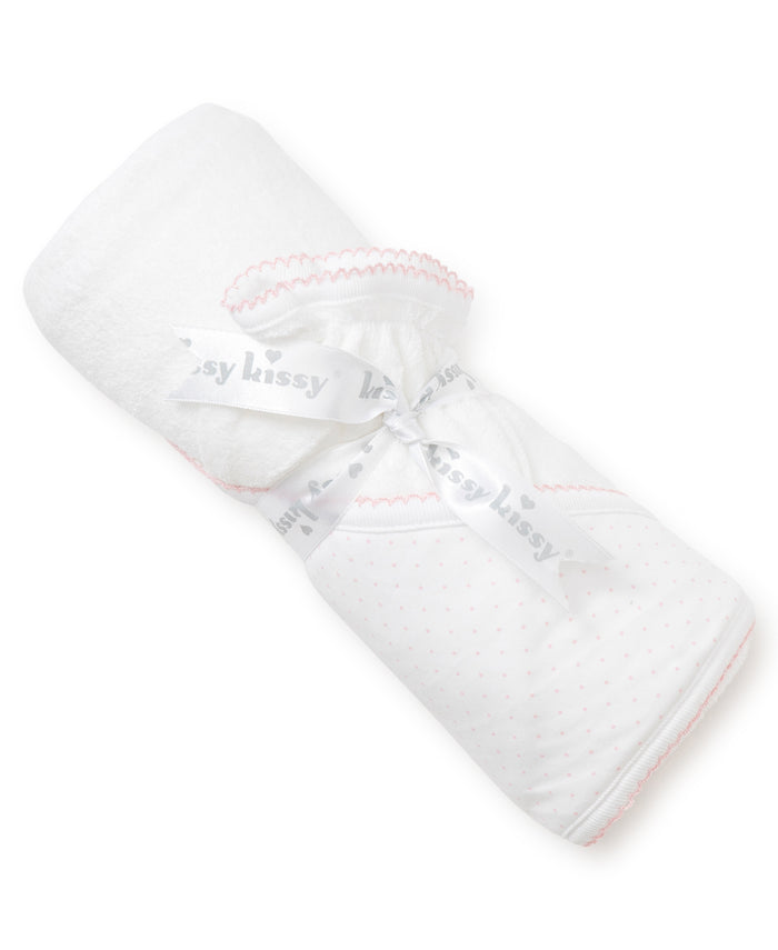 Kissy Kissy - Towel + Mitten Set - White with Pink Dots