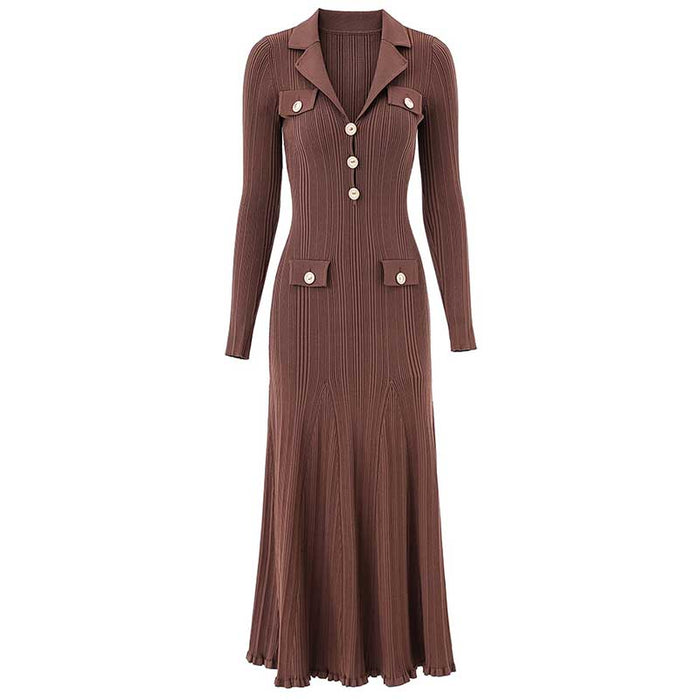 Knit Midi Dress for Women | Casual Long Sleeve Bodycon Dress