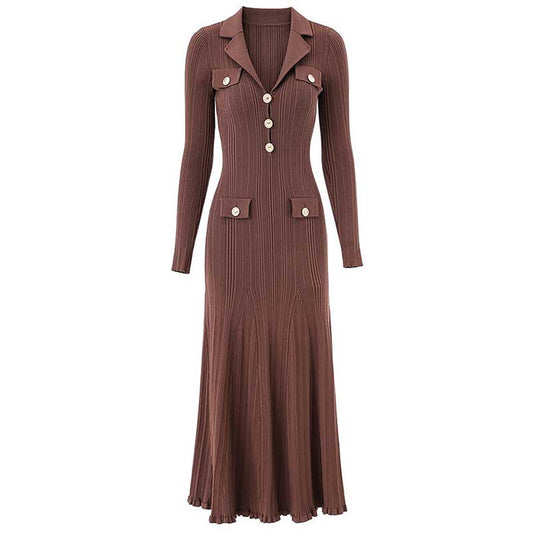 Knit Midi Dress for Women | Casual Long Sleeve Bodycon Dress