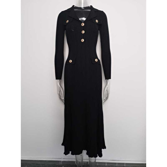 Knit Midi Dress for Women | Casual Long Sleeve Bodycon Dress