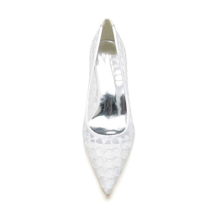 Knitted Mesh Low Heel Prom Shoes Slip-On Dress Shoes For Wedding