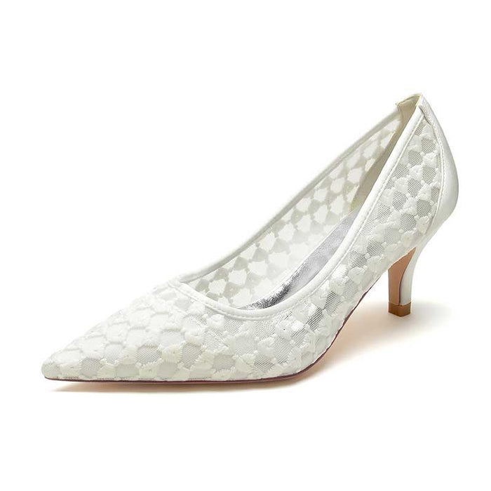 Knitted Mesh Low Heel Prom Shoes Slip-On Dress Shoes For Wedding