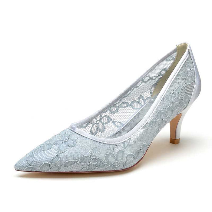 Knitted Mesh Low Heel Prom Shoes Slip-On Dress Shoes For Wedding